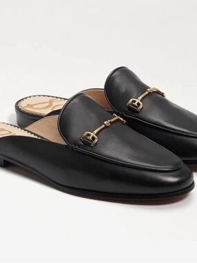 Sam Edelman Black Leather Slip-On Horsebit Mules